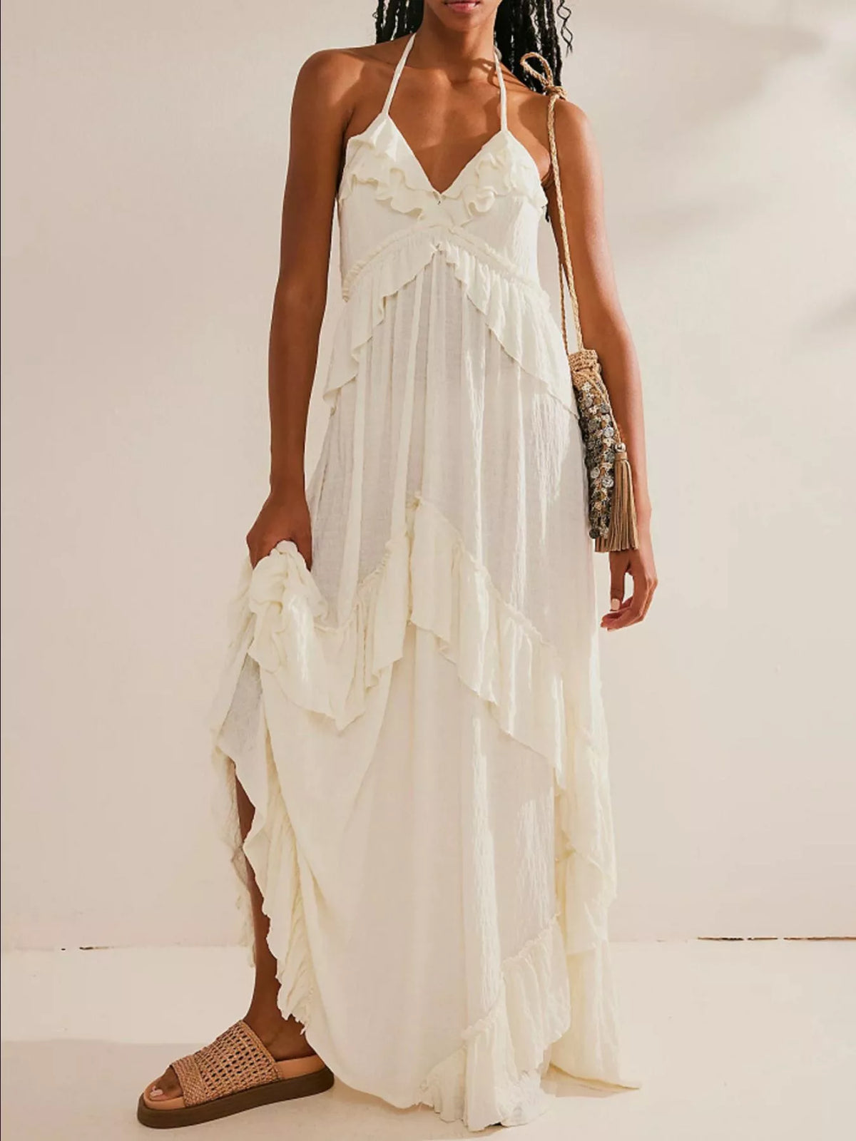 Ruffled Halter Neck Maxi Dress | STAHlin RADIANCE