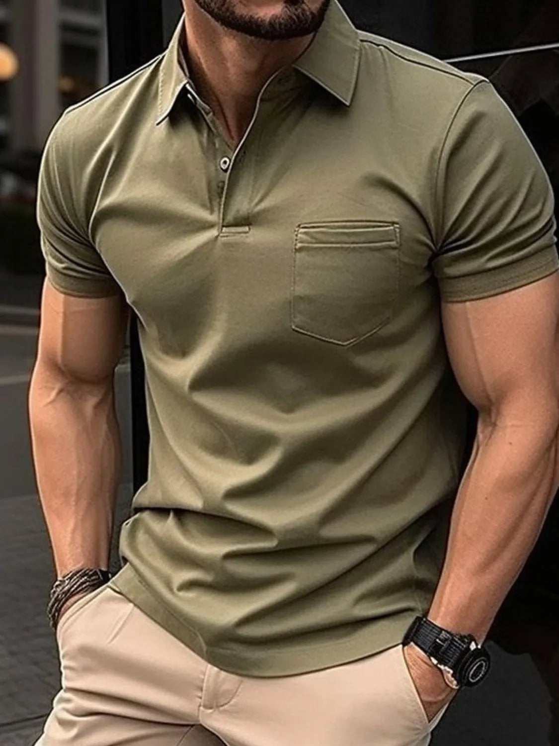 Men's Full Size Collared Neck Short Sleeve Polo Plus Size | STAHlin RADIANCE
