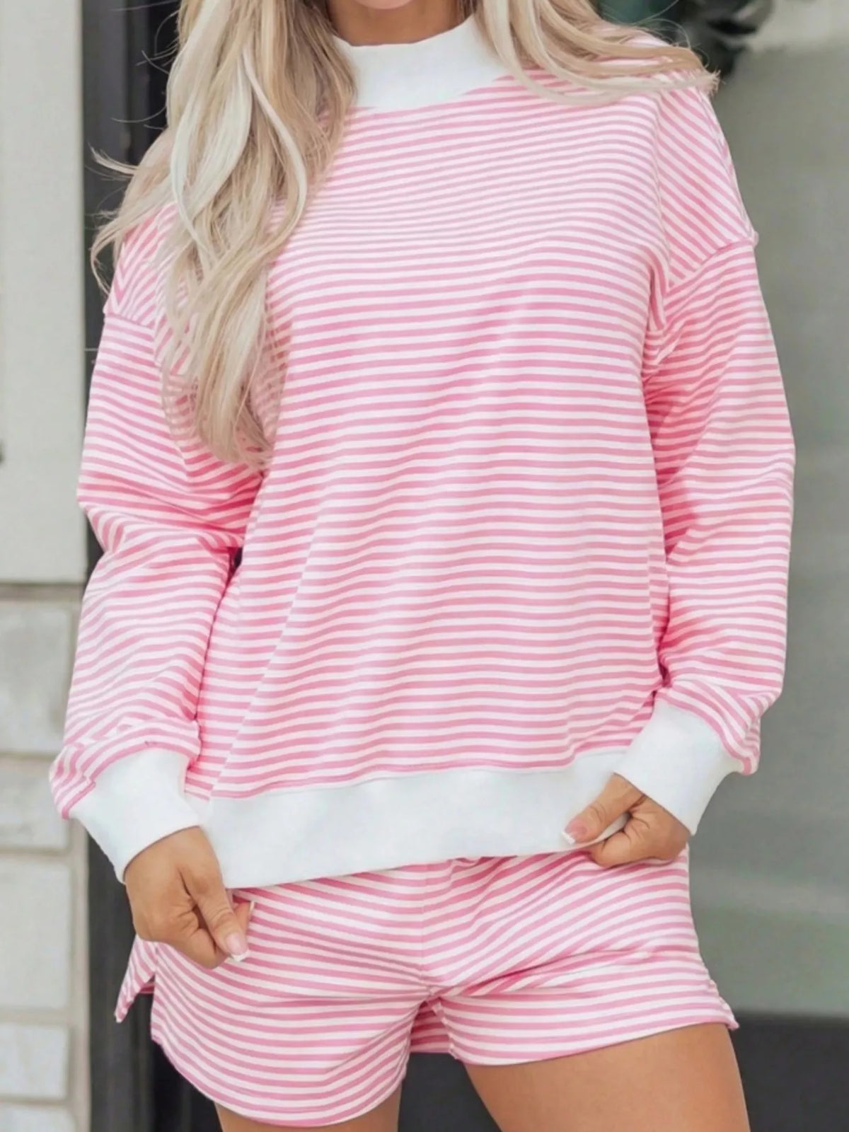 Striped Oversized Sweatshirt and Shorts Set | STAHlin RADIANCE