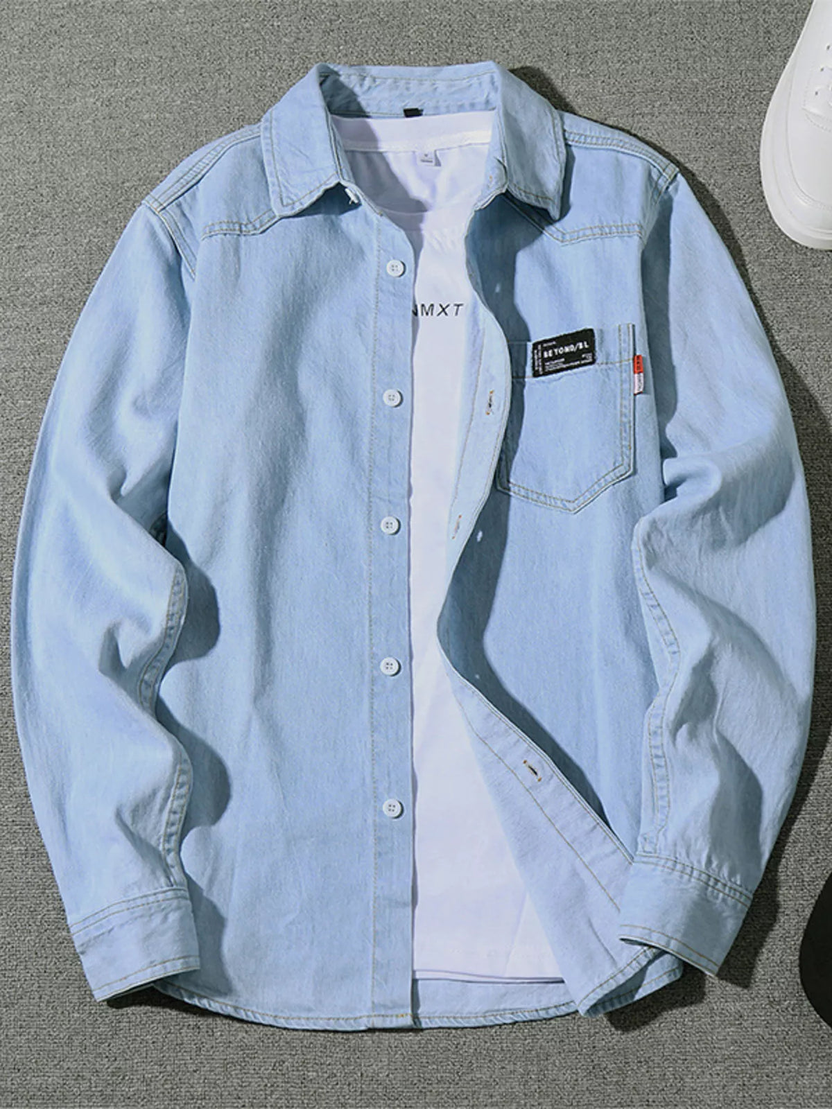 Men's Plus Size Chest Pocket Button Up Denim Shirt | STAHlin RADIANCE