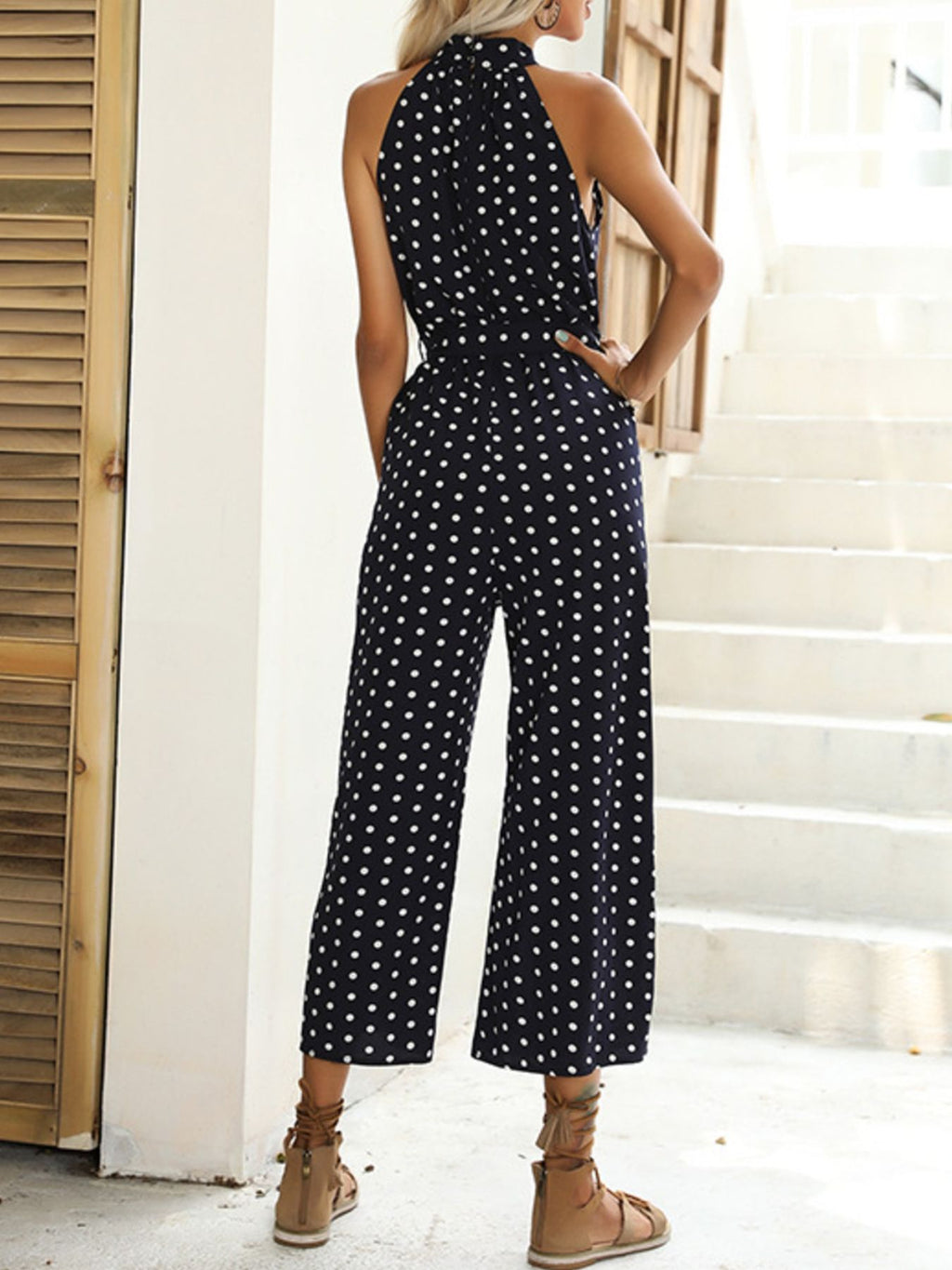 Polka Dot Halter Neck Wide Leg Jumpsuit | STAHlin RADIANCE