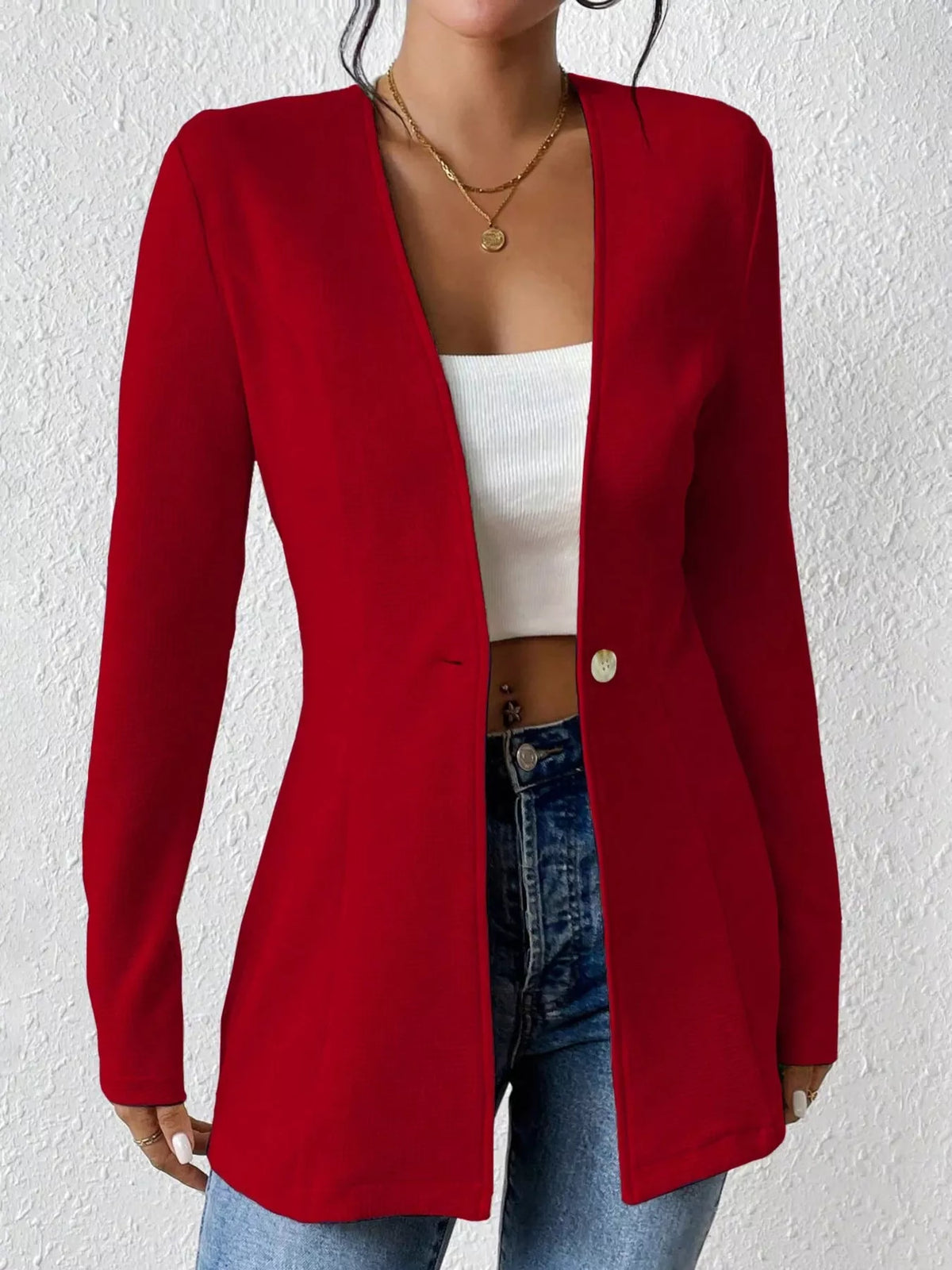 One Button Long Sleeve Blazer | STAHlin RADIANCE