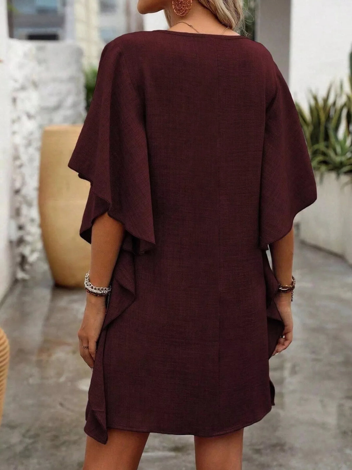 Ruffled Flutter Sleeve V-Neck Mini Dress | STAHlin RADIANCE