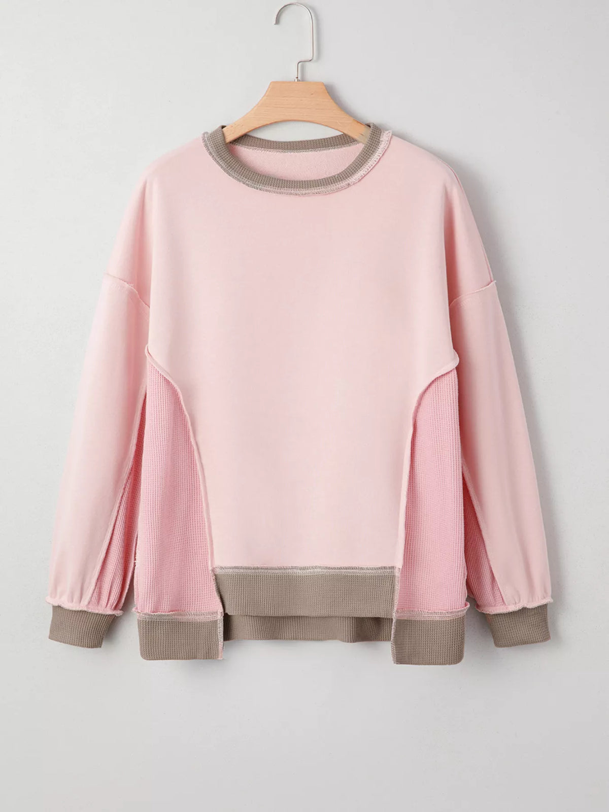 Color Block Mix Texture Waffle Patchwork Oversize Sweatshirt | STAHlin RADIANCE