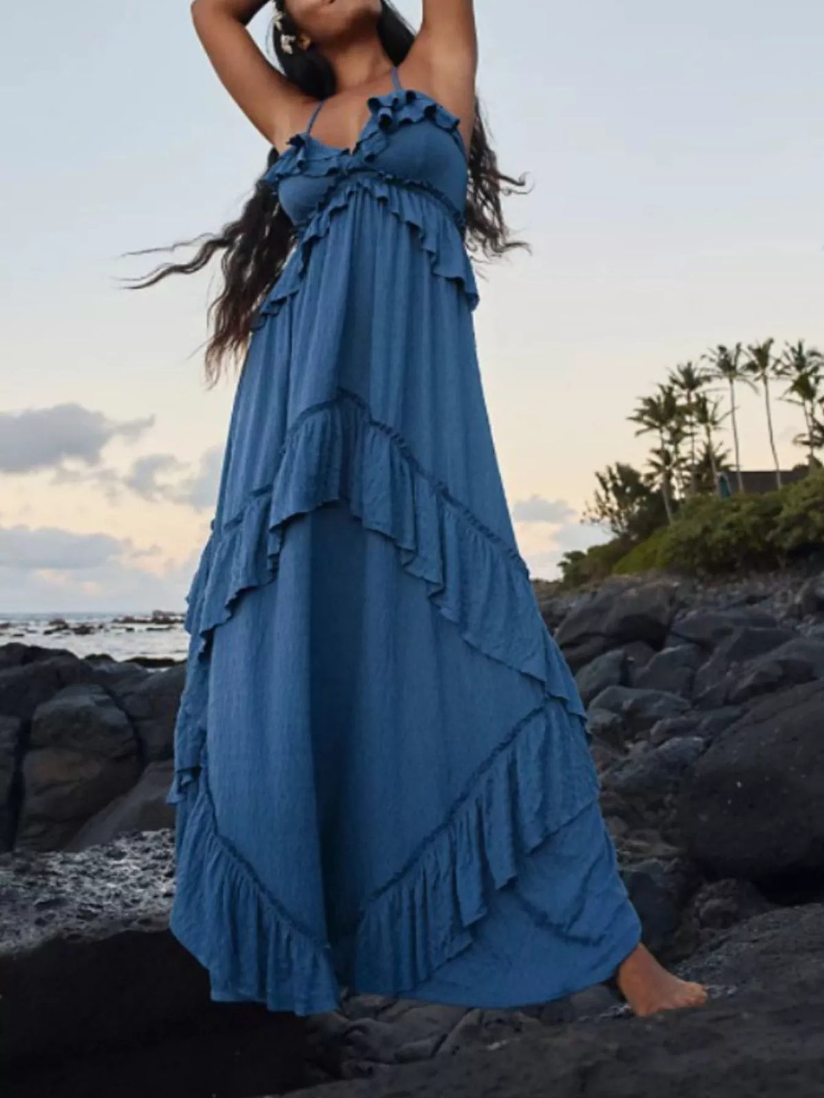 Ruffled Halter Neck Maxi Dress | STAHlin RADIANCE