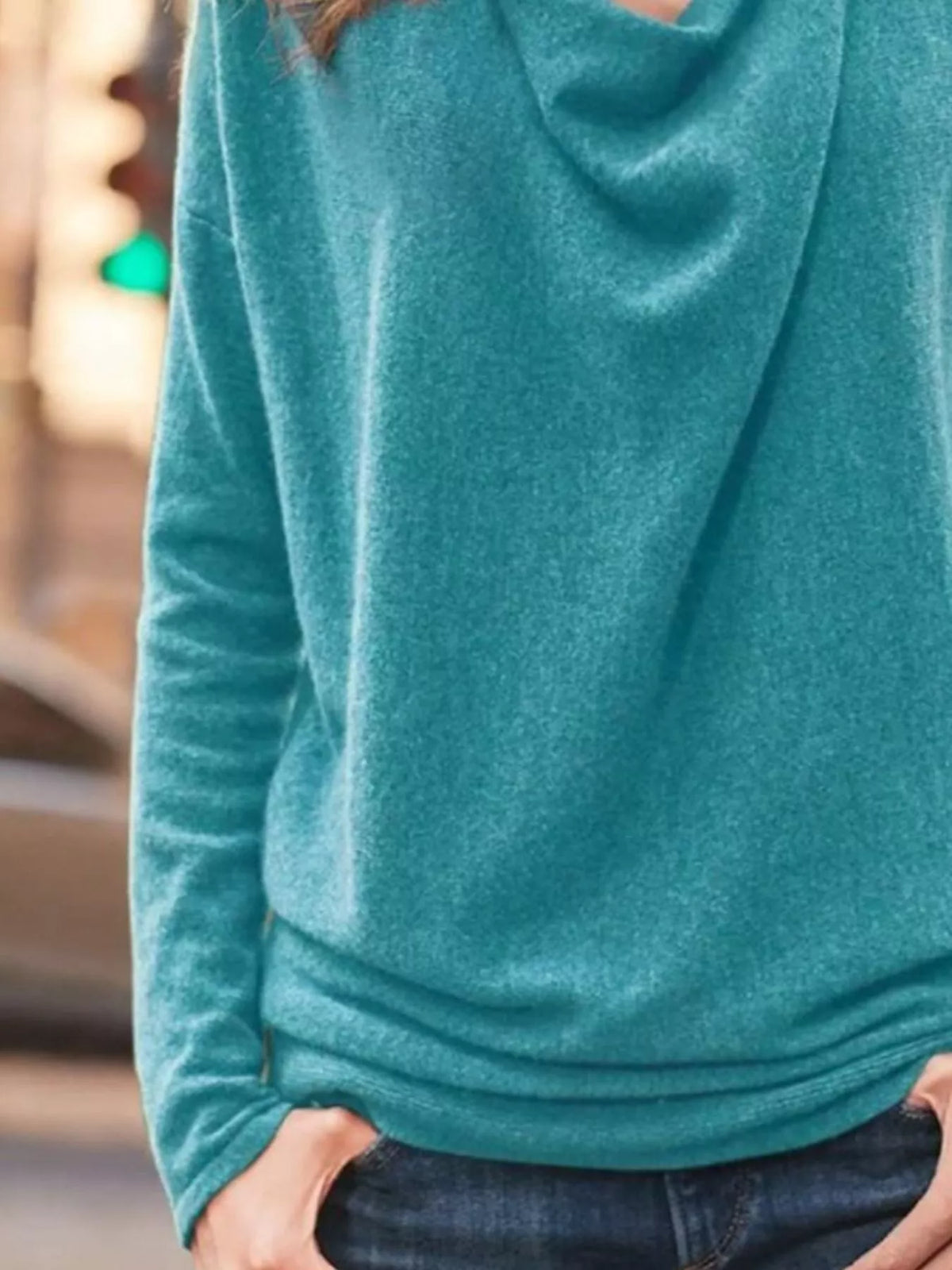 Full Size Cowl Neck Long Sleeve Top Plus Size | STAHlin RADIANCE