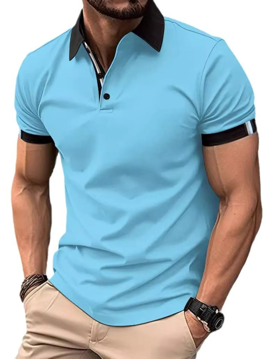 Men's Full Size Collared Neck Short Sleeve Polo Plus Size | STAHlin RADIANCE