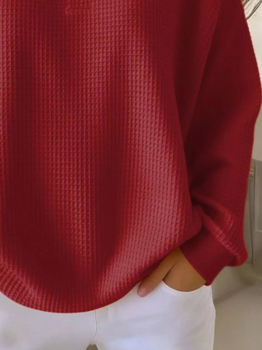 Full Size Waffle Knit Button Detail Top Plus Size | STAHlin RADIANCE