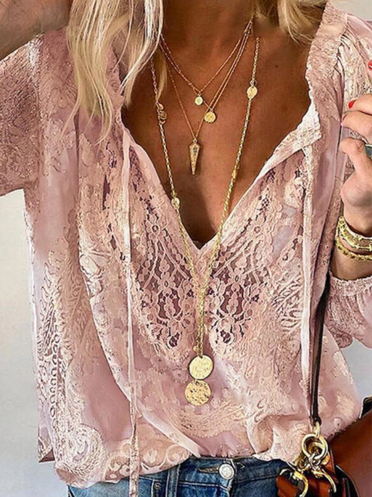 Lace Tie-Neck Blouse | STAHlin RADIANCE