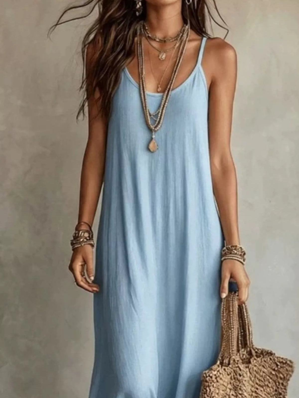 Full Size Scoop Neck Spaghetti Strap Maxi Dress Plus Size | STAHlin RADIANCE