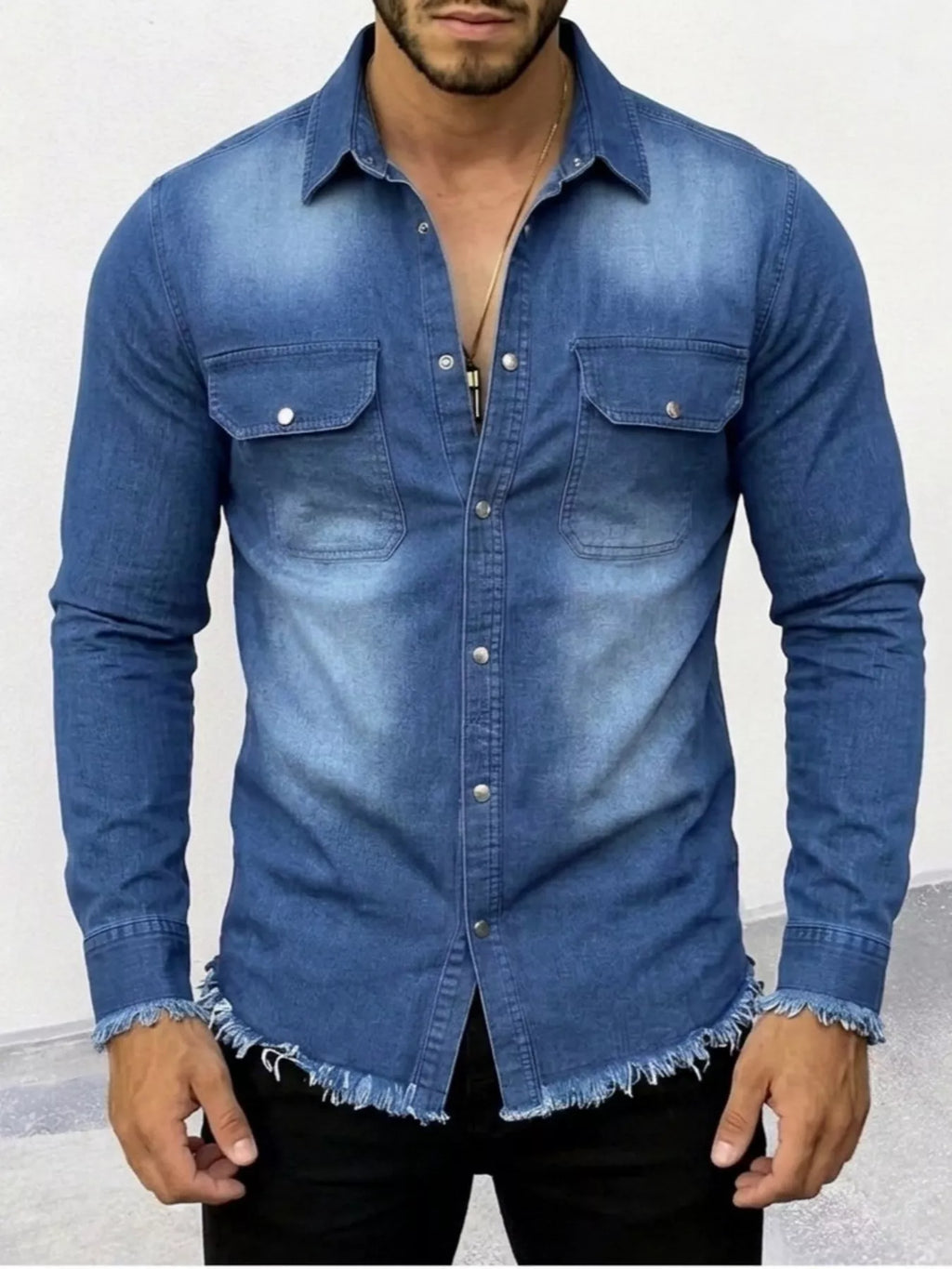 Men's Frayed Hem Denim Shirt | STAHlin RADIANCE