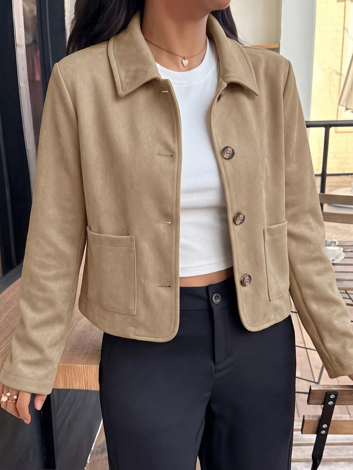 Collared Neck Button Up Jacket | STAHlin RADIANCE