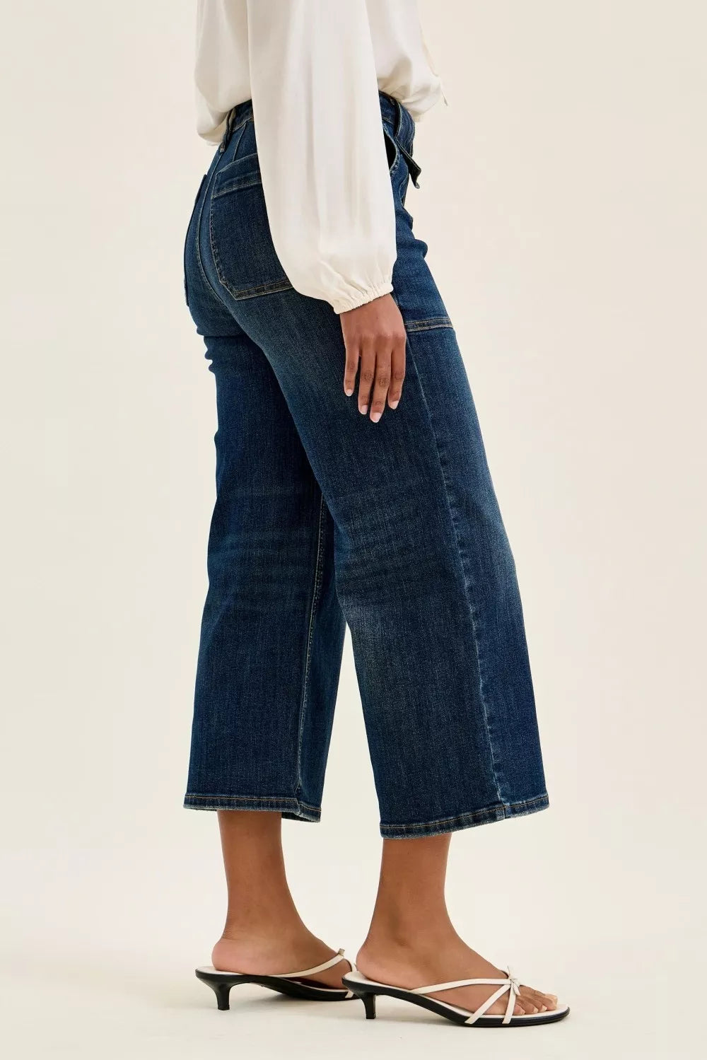 Judy Blue High Waist Wide Crop Utility Jeans with Patch Pocket | STAHlin RADIANCE
