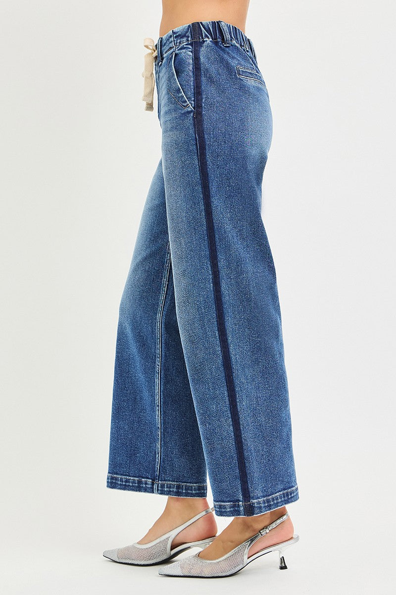 RISEN Elastic Band High Rise Cropped Wide Jeans | STAHlin RADIANCE