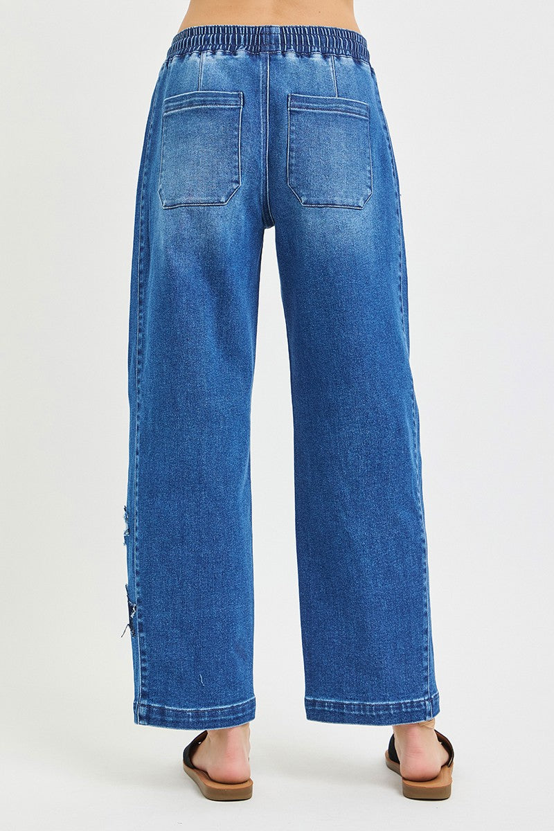 RISEN Elastic Band Slouchy Cropped Barrel with Star Patch | STAHlin RADIANCE