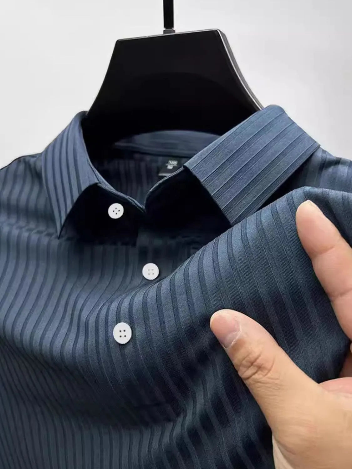 Men's Full Size Button Detail Short Sleeve Polo Plus Size | STAHlin RADIANCE