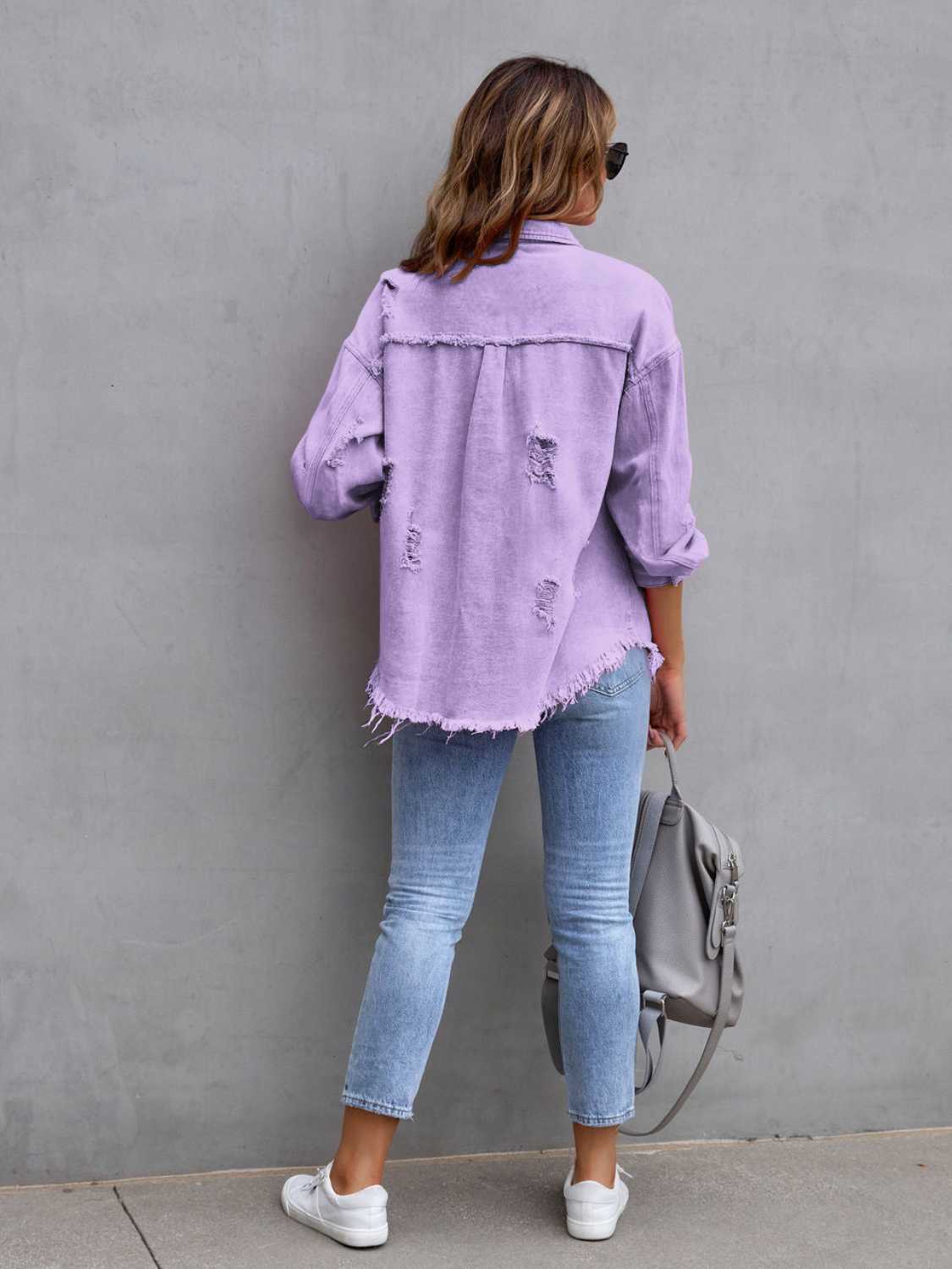 Distressed Drop Shoulder Denim Jacket | STAHlin RADIANCE