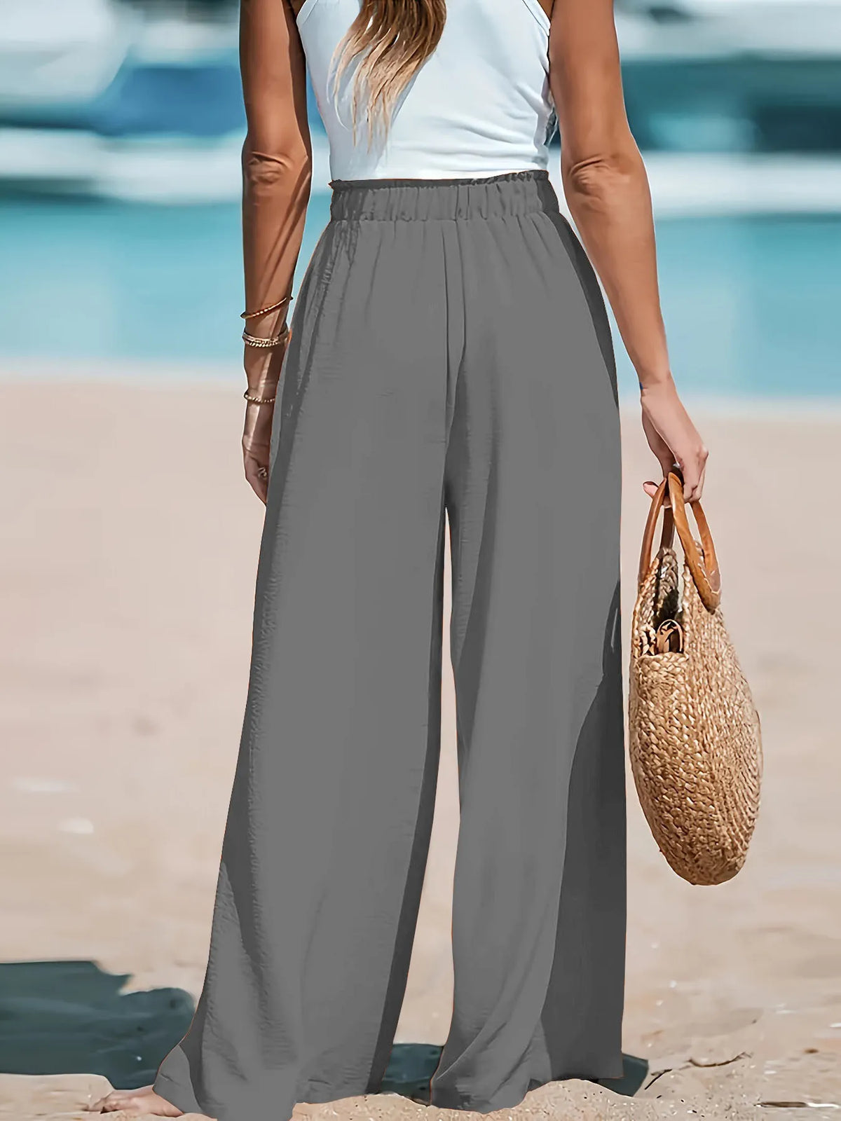 Full Size Drawstring Waist Wide Leg Pants Plus Size | STAHlin RADIANCE