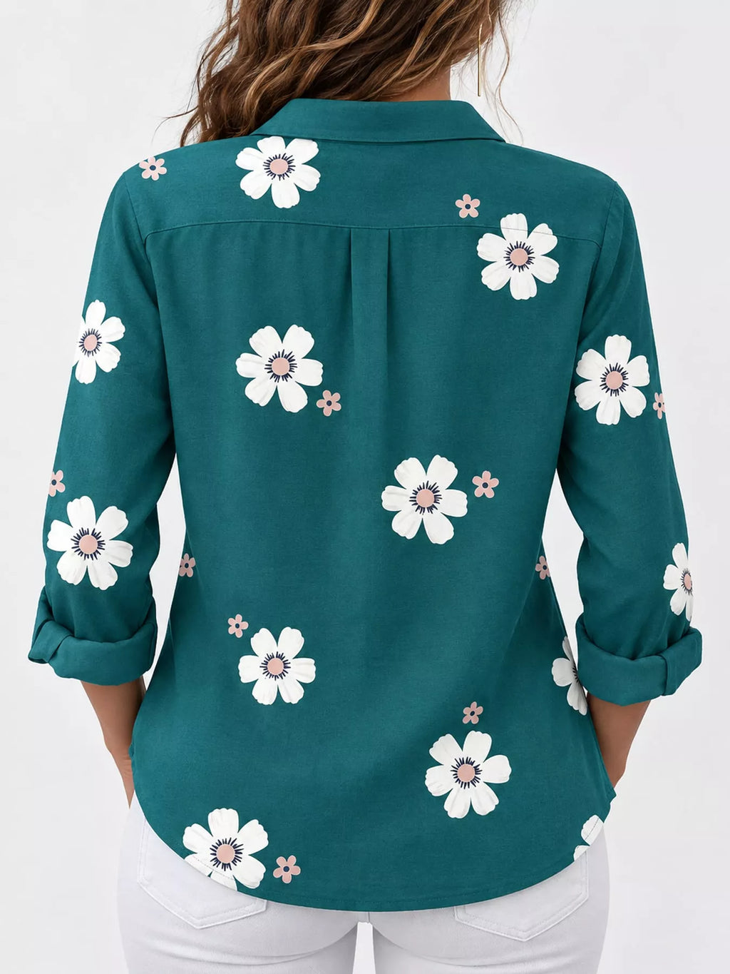 Full Size Floral Print Button-Down Casual Shirt Plus Size | STAHlin RADIANCE