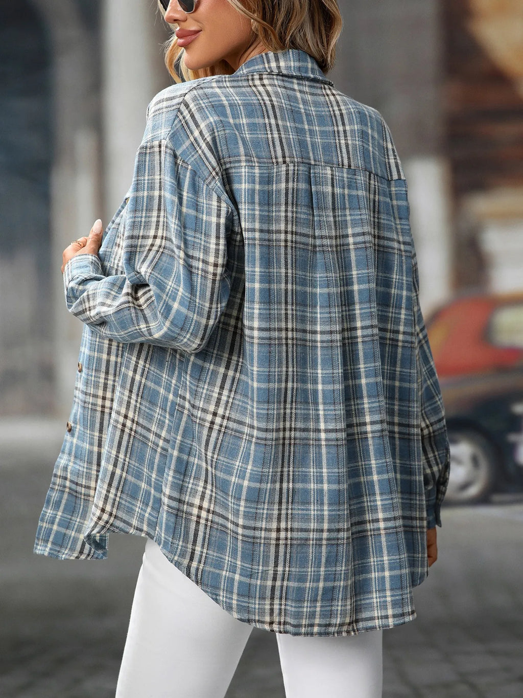Oversized Plaid Button-Up Shirt | STAHlin RADIANCE