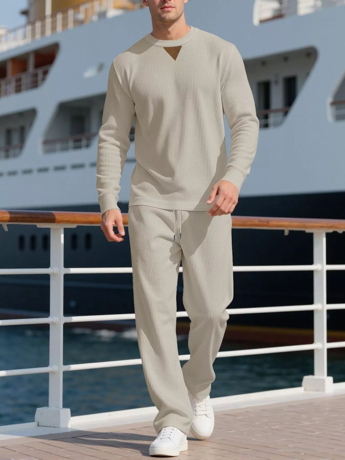 Men's Full Size Casual Crewneck Long Sleeve Sweatshirt and Jogger Set Plus Size | STAHlin RADIANCE