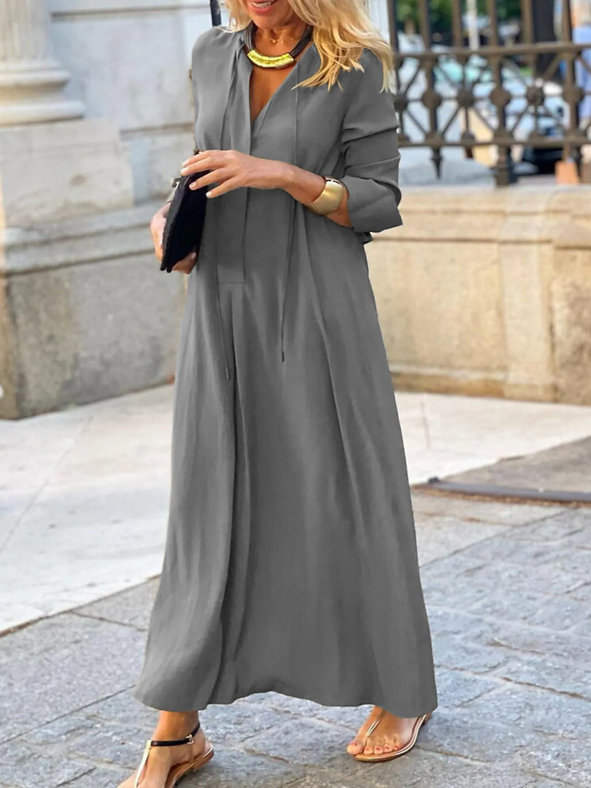 Full Size Solid Color Maxi Shirt Dress Plus Size | STAHlin RADIANCE