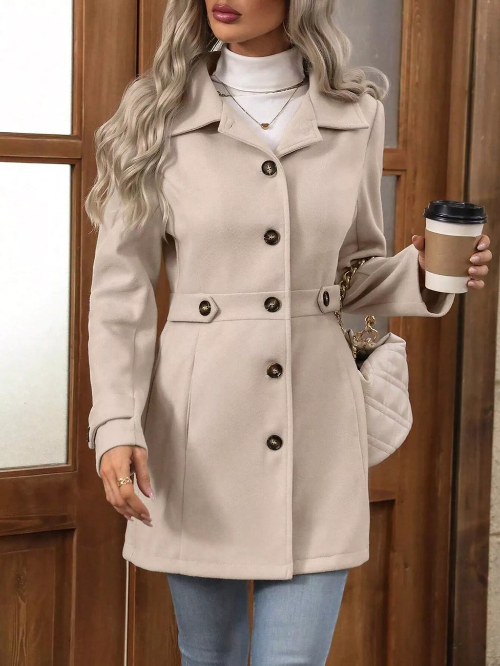 Single-Breasted Long Sleeve Coat | STAHlin RADIANCE