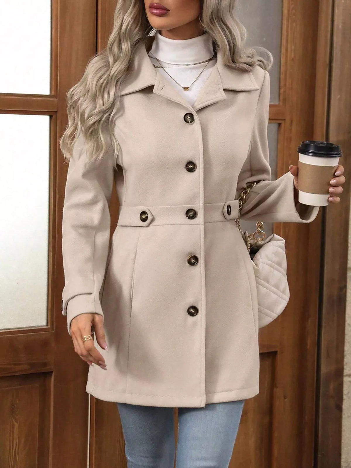 Single-Breasted Long Sleeve Coat | STAHlin RADIANCE