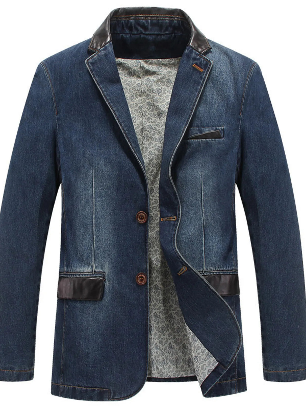 Men's Plus Size Lapel Collar Button Up Denim Blazer | STAHlin RADIANCE