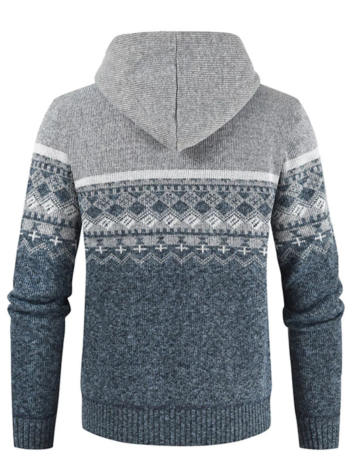 Men's Plus Size Hooded Fair Isle Pattern Knit Cardigan | STAHlin RADIANCE