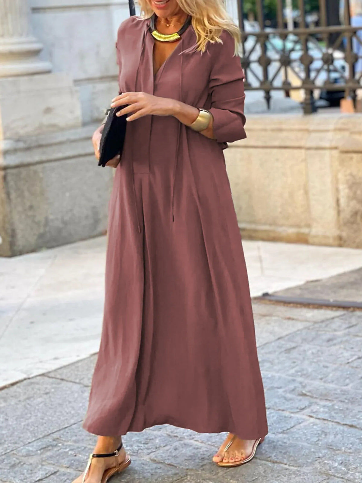 Full Size Solid Color Maxi Shirt Dress Plus Size | STAHlin RADIANCE
