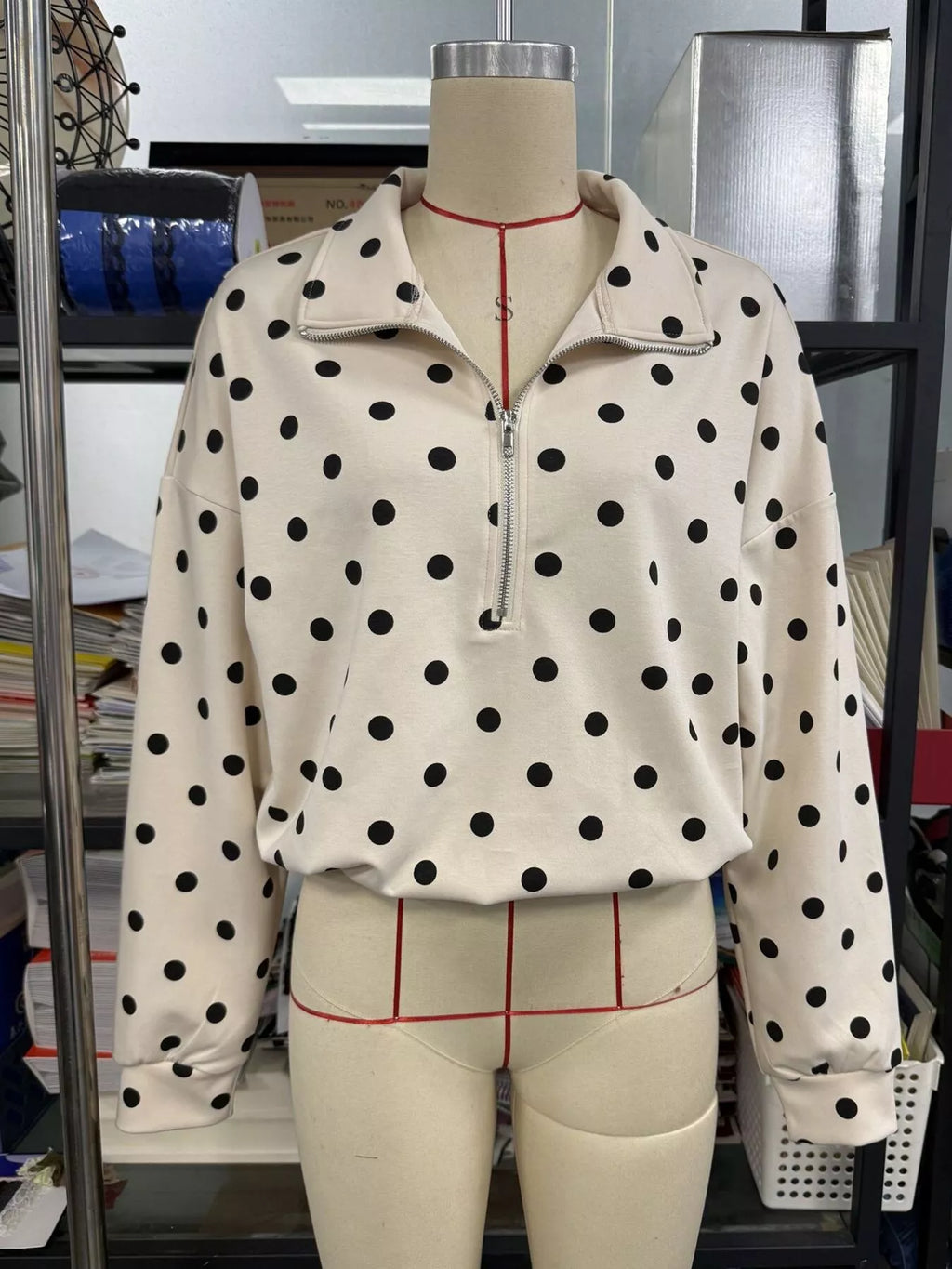 Polka Dot Half Zip Cropped Sweatshirt | STAHlin RADIANCE