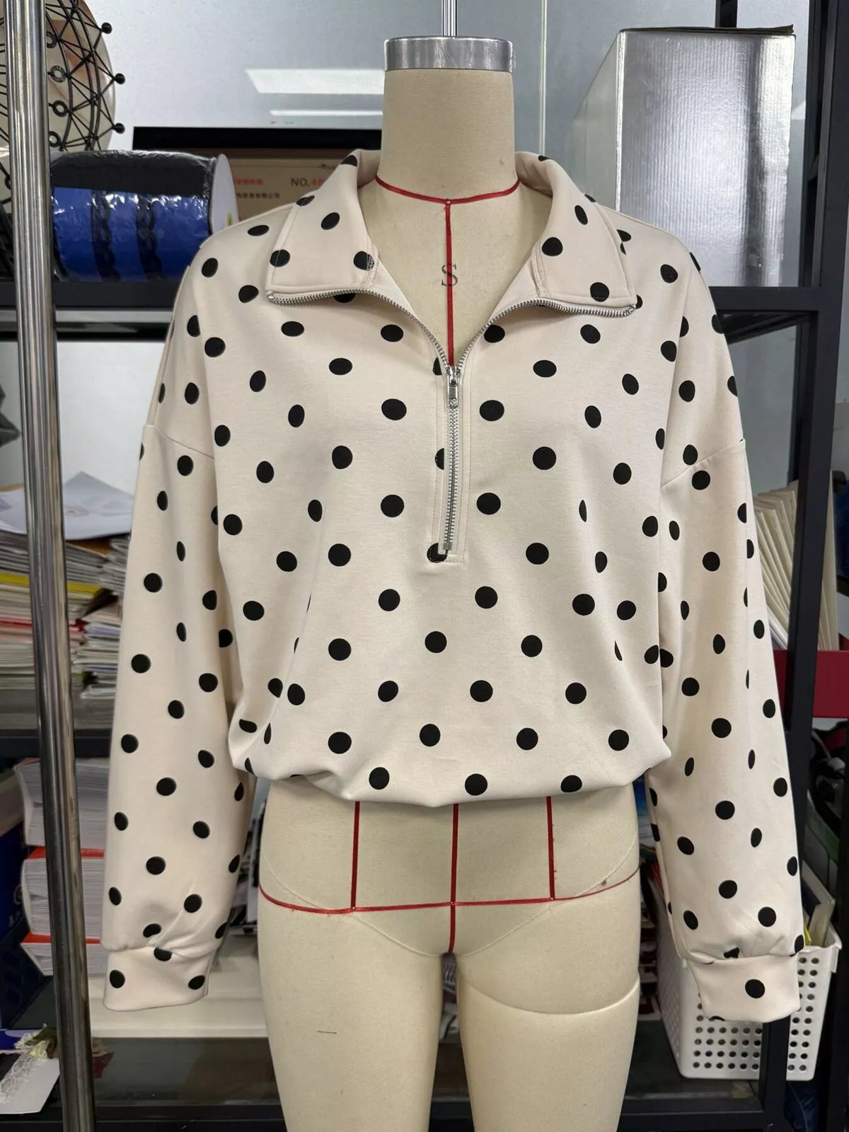 Polka Dot Half Zip Cropped Sweatshirt | STAHlin RADIANCE