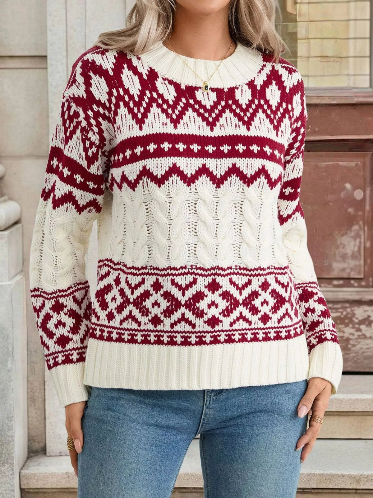 Christmas Cable Knit Long Sleeve Sweater | STAHlin RADIANCE