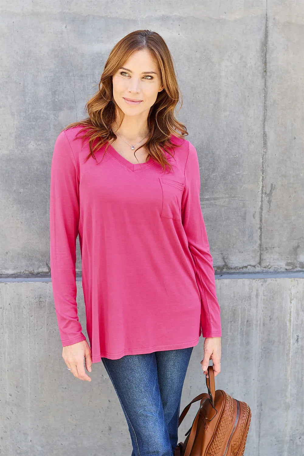 Basic Bae Full Size V-Neck Long Sleeve Top | STAHlin RADIANCE
