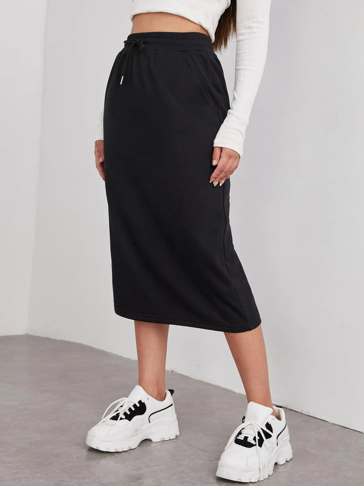 Slit Drawstring Midi Skirt | STAHlin RADIANCE