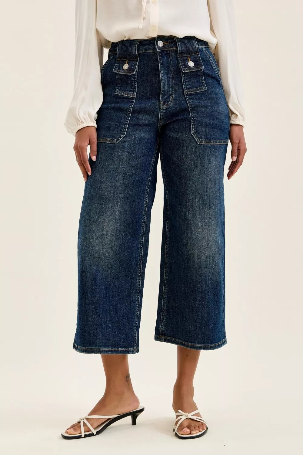 Judy Blue High Waist Wide Crop Utility Jeans with Patch Pocket | STAHlin RADIANCE
