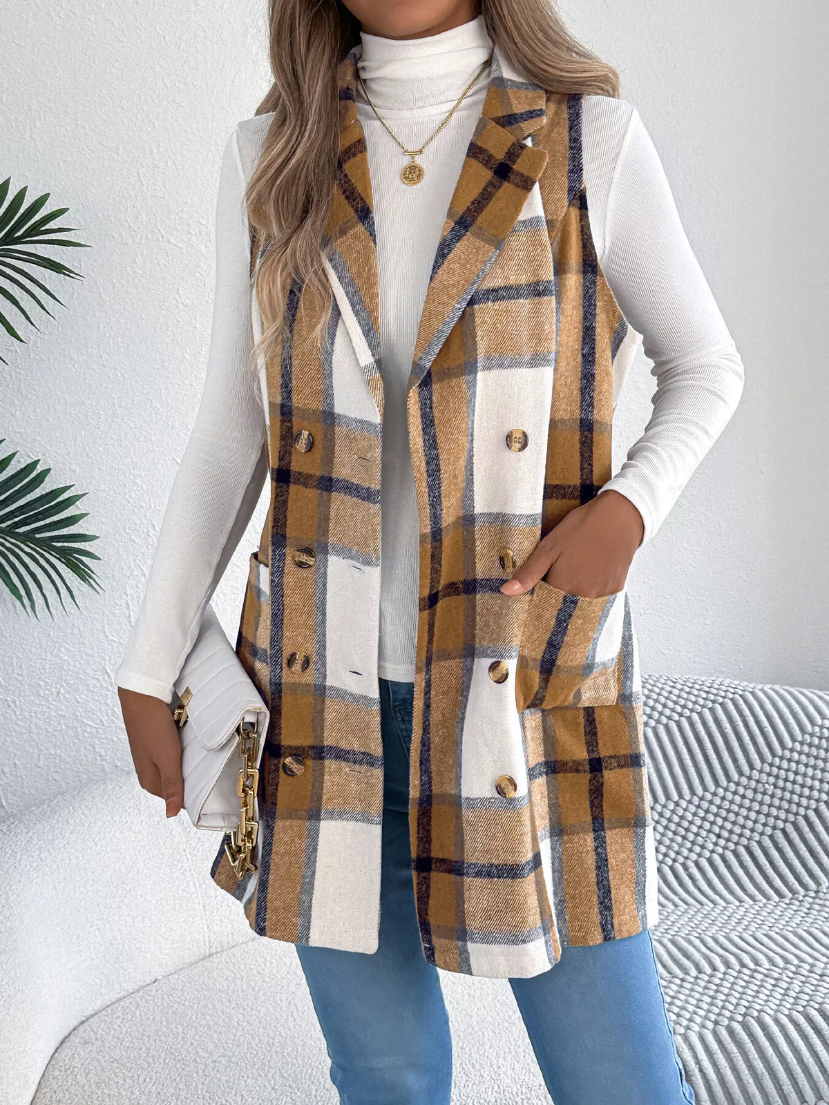 Plaid Double-Breasted Vest Coat | STAHlin RADIANCE