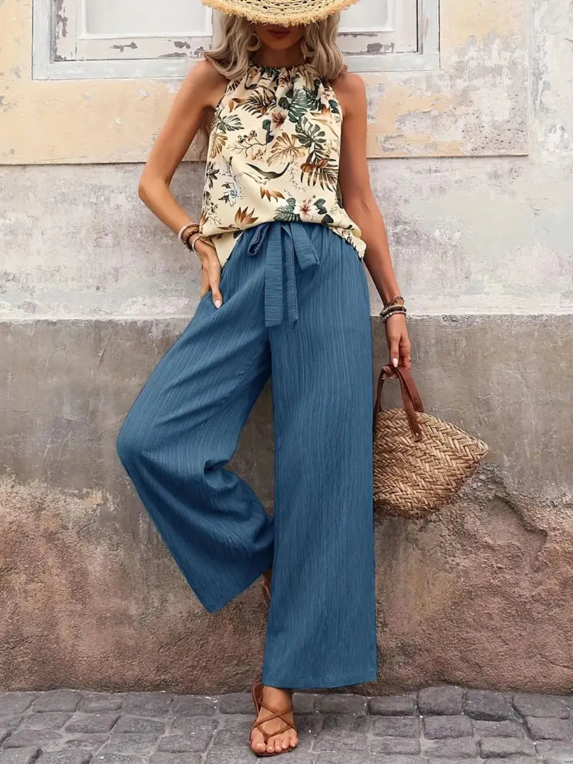 Printed Tank Top and Wide Leg Pants Set | STAHlin RADIANCE
