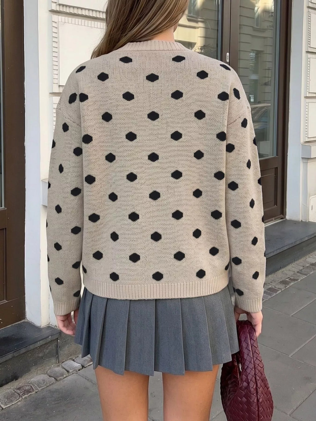 Polka Dot Dropped Shoulder Sweater | STAHlin RADIANCE
