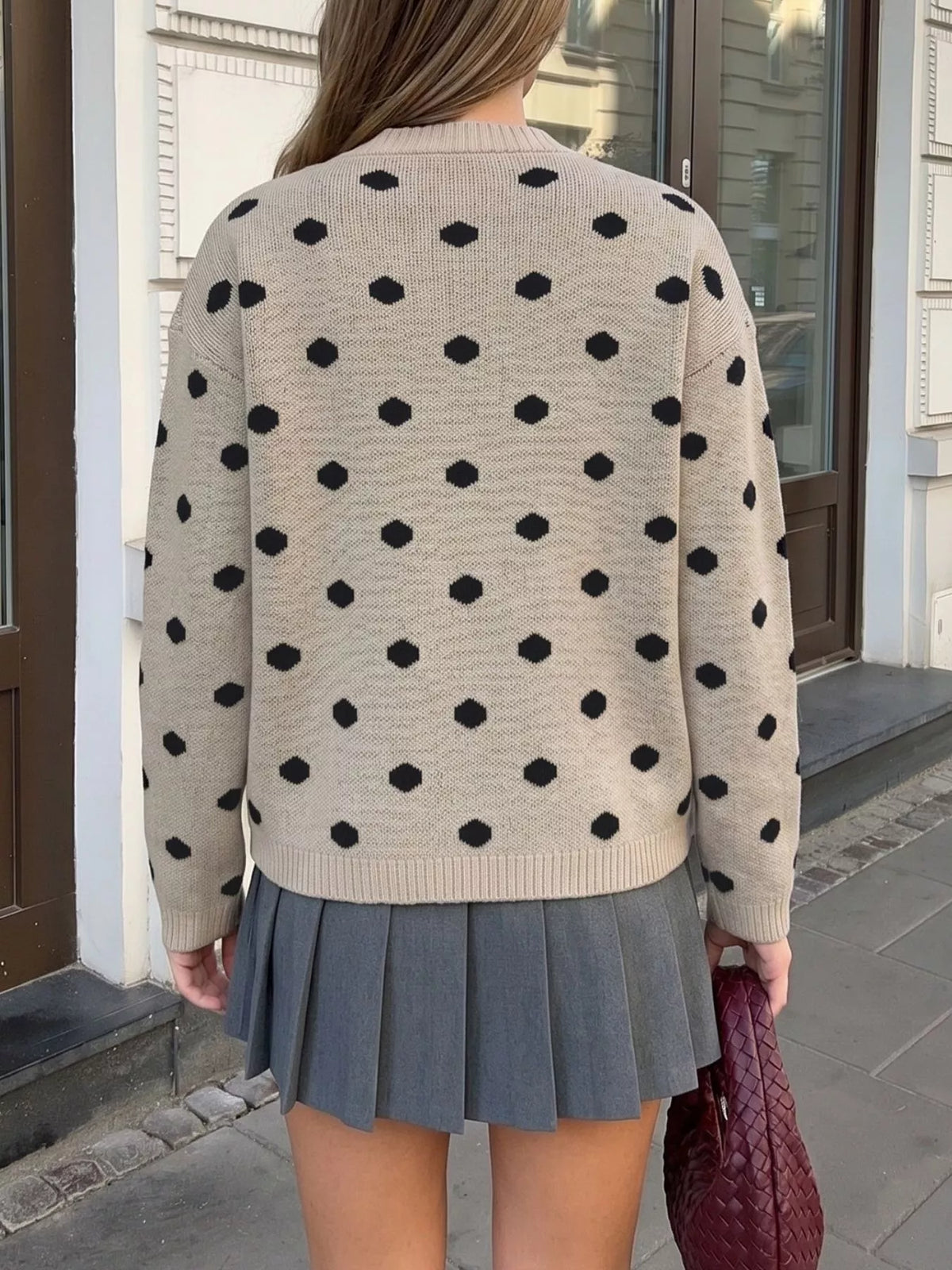 Polka Dot Dropped Shoulder Sweater | STAHlin RADIANCE