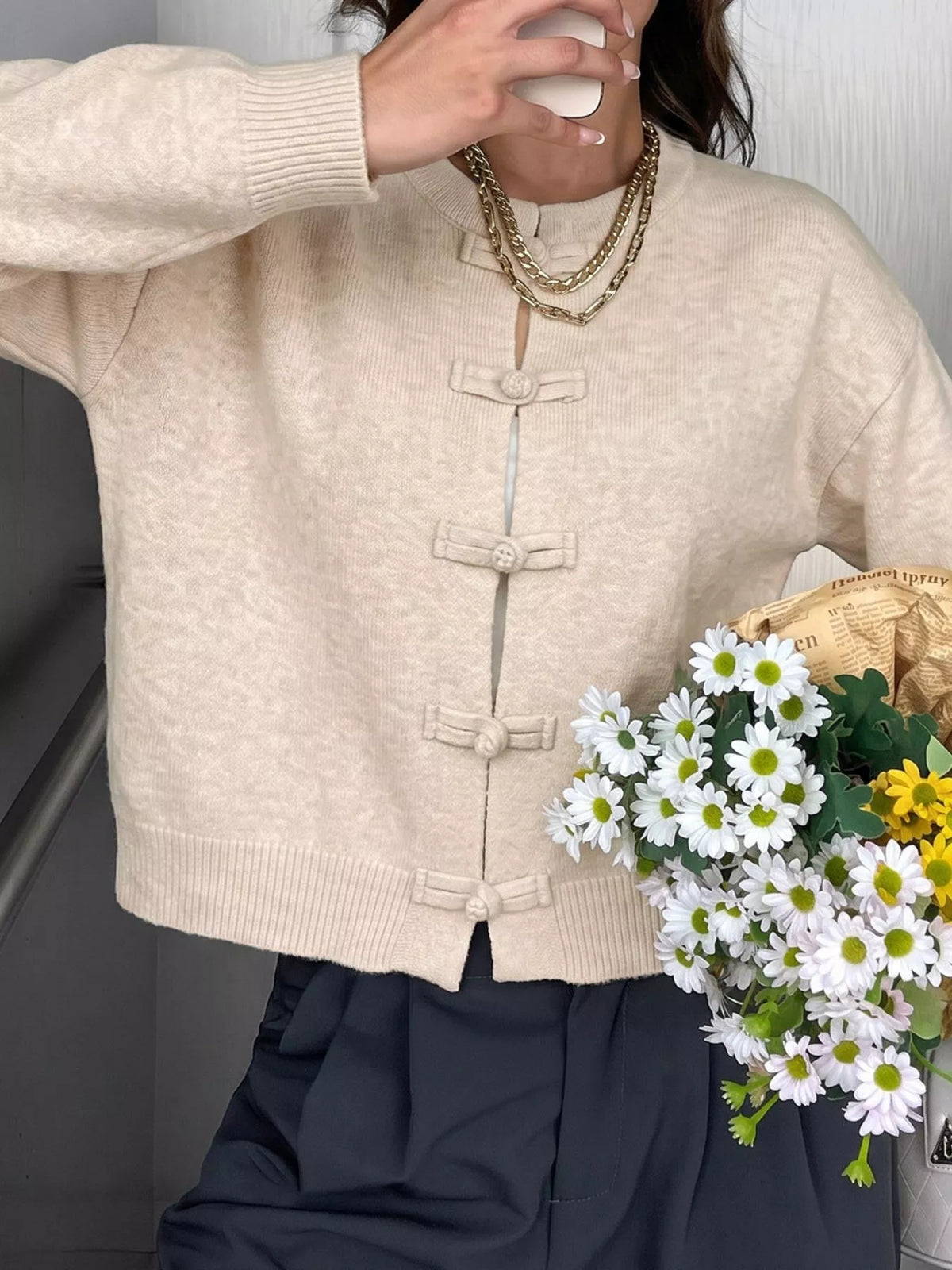 Button Up Dropped Shoulder Cardigan | STAHlin RADIANCE