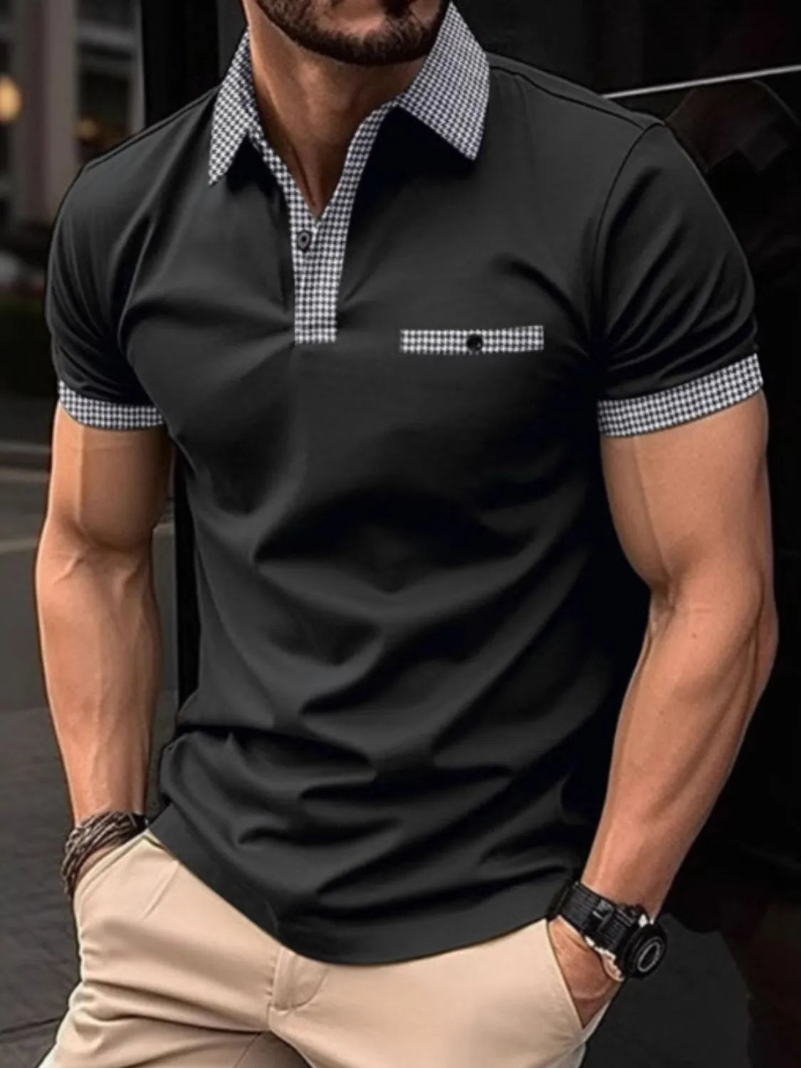 Men's Full Size Collared Neck Short Sleeve Polo Plus Size | STAHlin RADIANCE