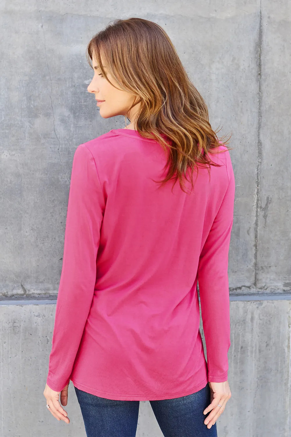 Basic Bae Full Size V-Neck Long Sleeve Top | STAHlin RADIANCE