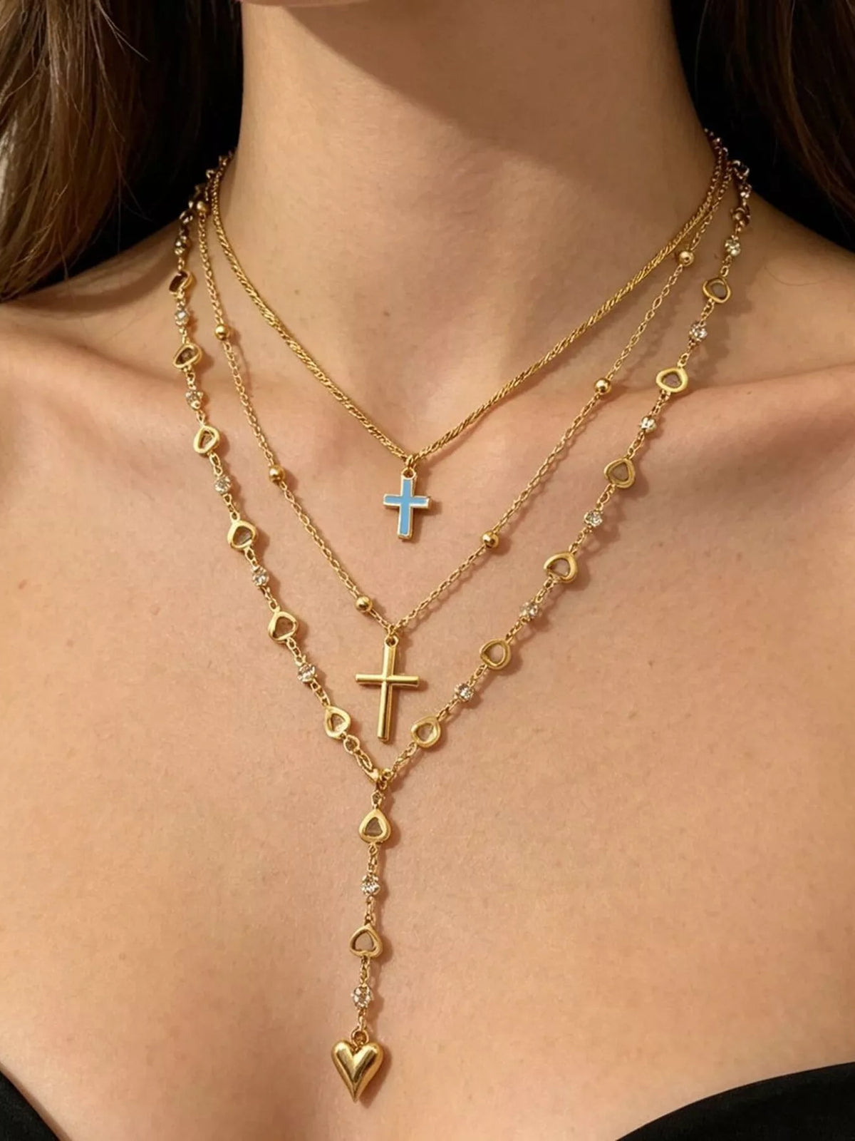 Layered Cross and Heart Necklace | STAHlin RADIANCE