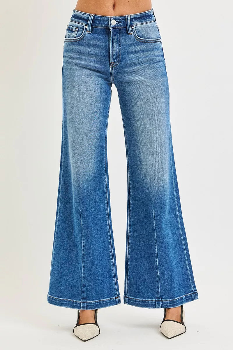 RISEN Full Size Mid Rise Wide Leg Jeans with Flared Look Plus Size | STAHlin RADIANCE