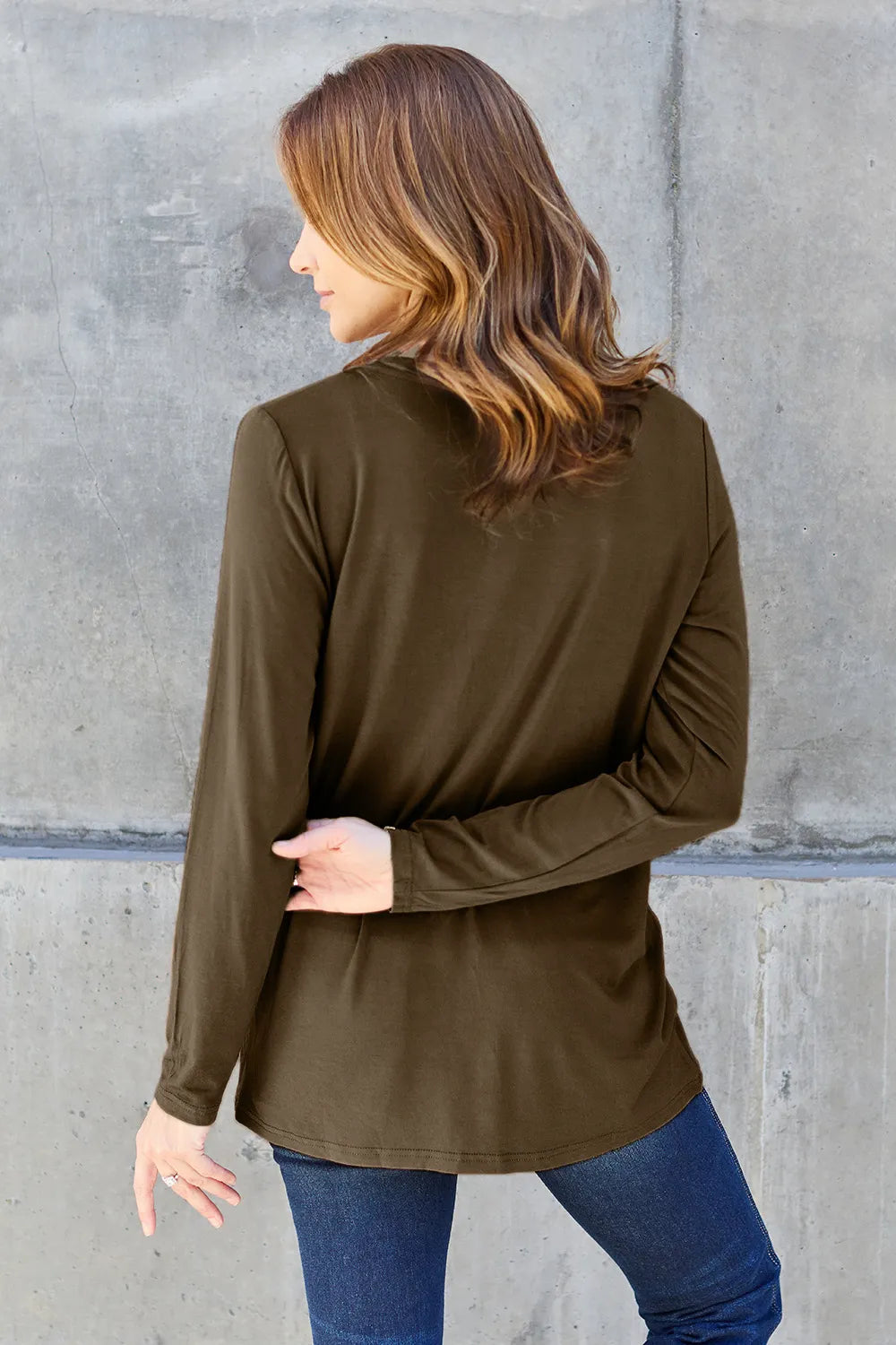 Basic Bae Full Size V-Neck Long Sleeve Top | STAHlin RADIANCE