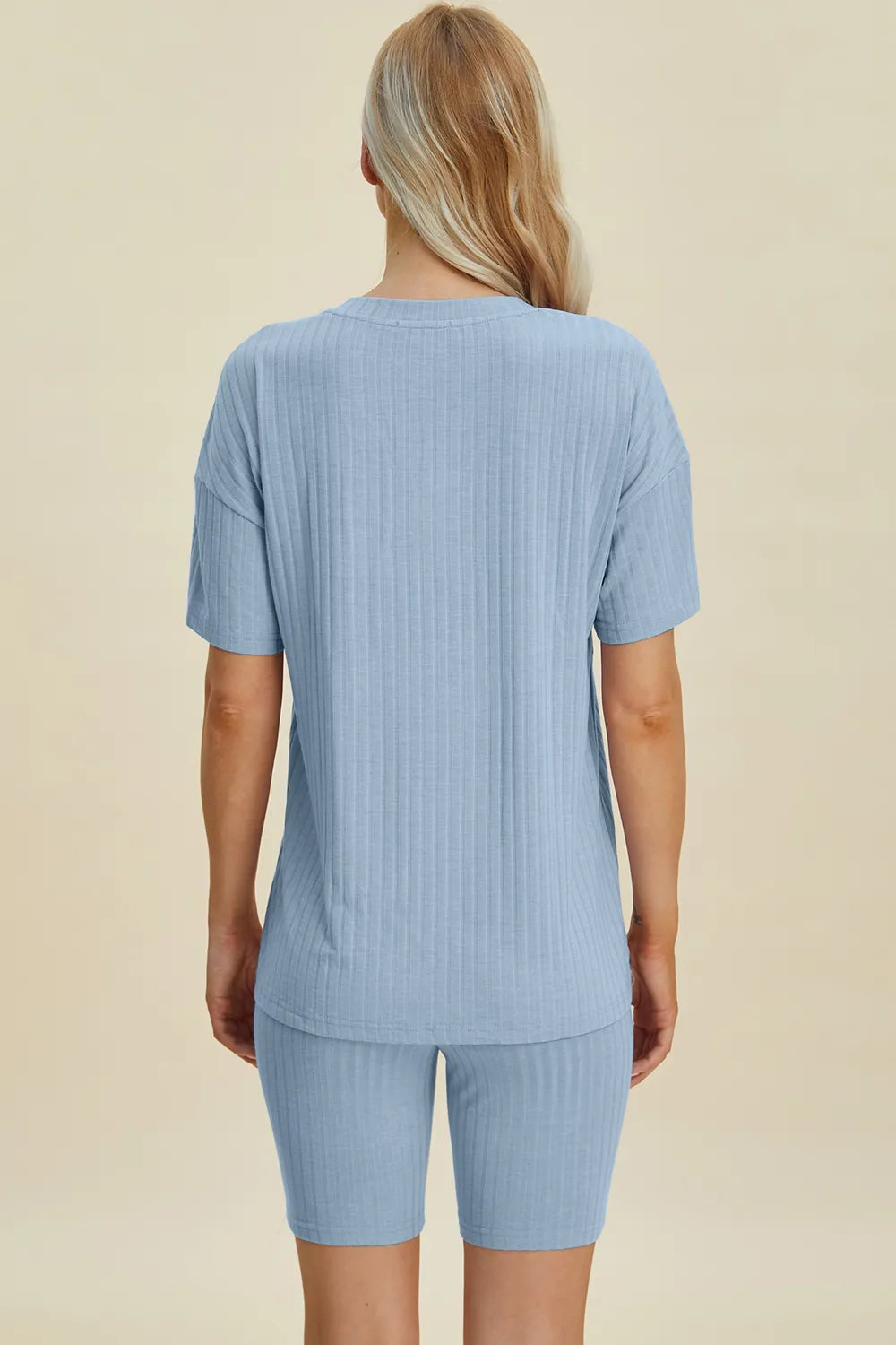 Basic Bae Full Size Ribbed V-Neck Short Sleeve Top and Shorts Set | STAHlin RADIANCE