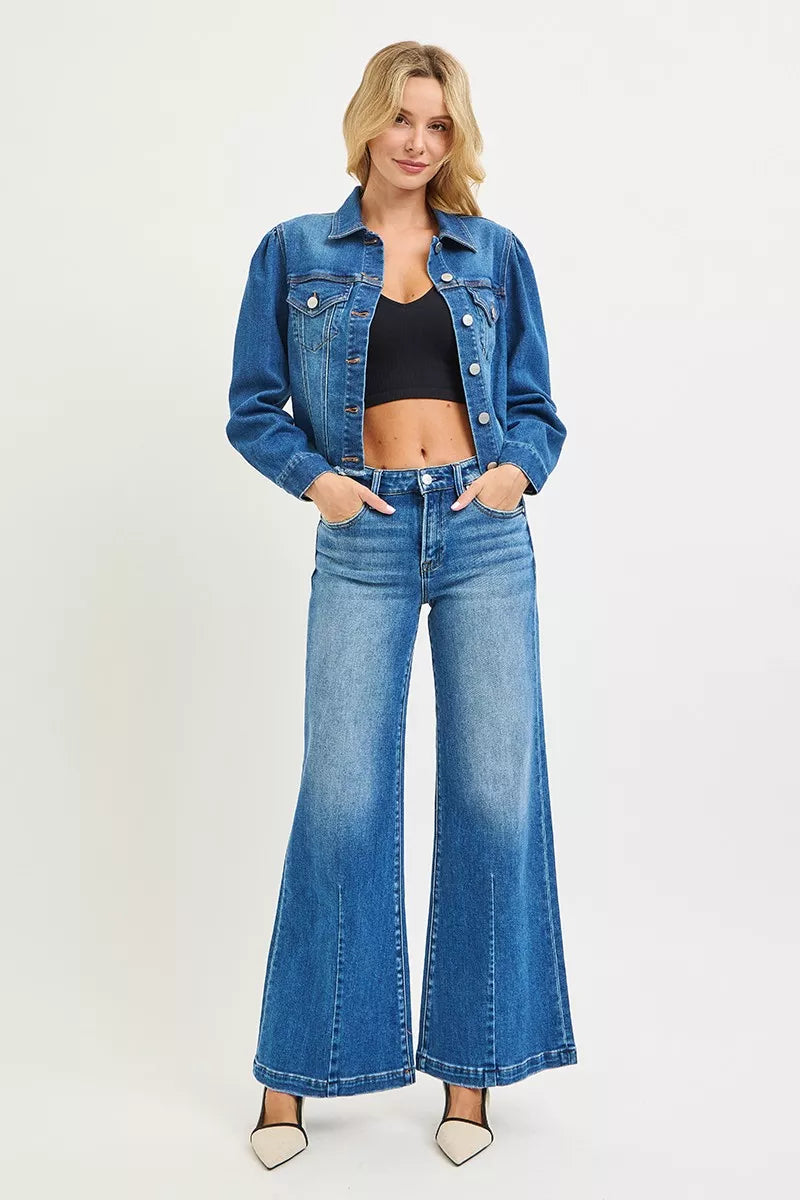 RISEN Full Size Mid Rise Wide Leg Jeans with Flared Look Plus Size | STAHlin RADIANCE