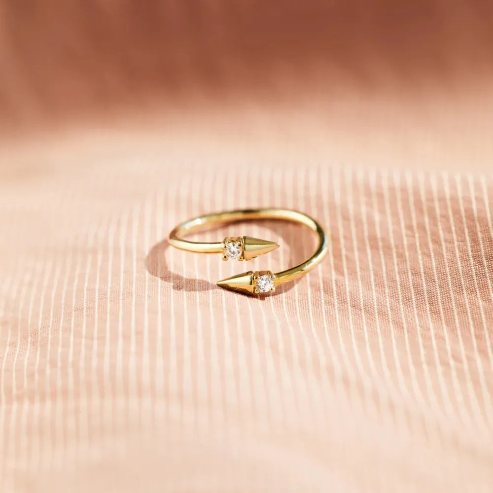 925 Sterling Silver Inlaid Zircon Bypass Ring | STAHlin RADIANCE